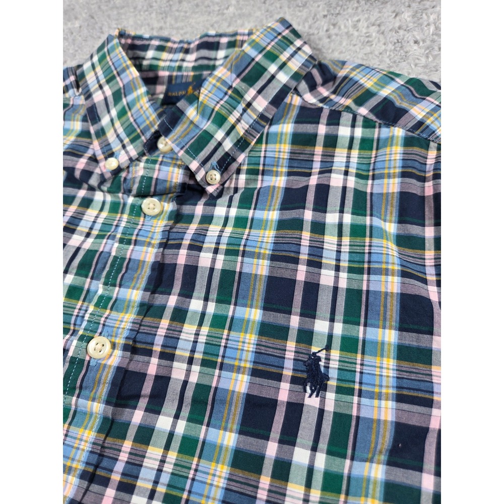 Ralph Lauren Button Down Shirt L 14-16 Multi-Color Kids Plaid Long Sleeve Pony